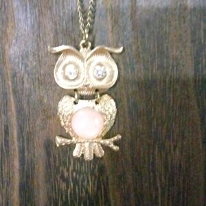 Gold Tone Owl Necklace